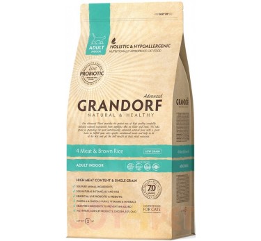 GRANDORF 41 PROBIOTIC INDOOR  (4 вид мяс с бур рис для дом кош) 400гр